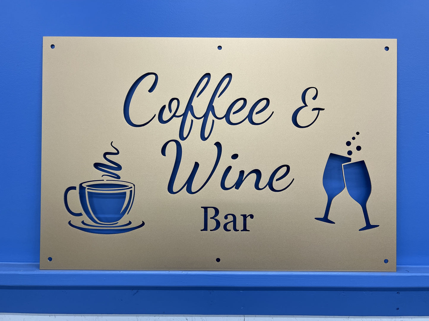 Metal Sign for a Coffee and Wine Bar