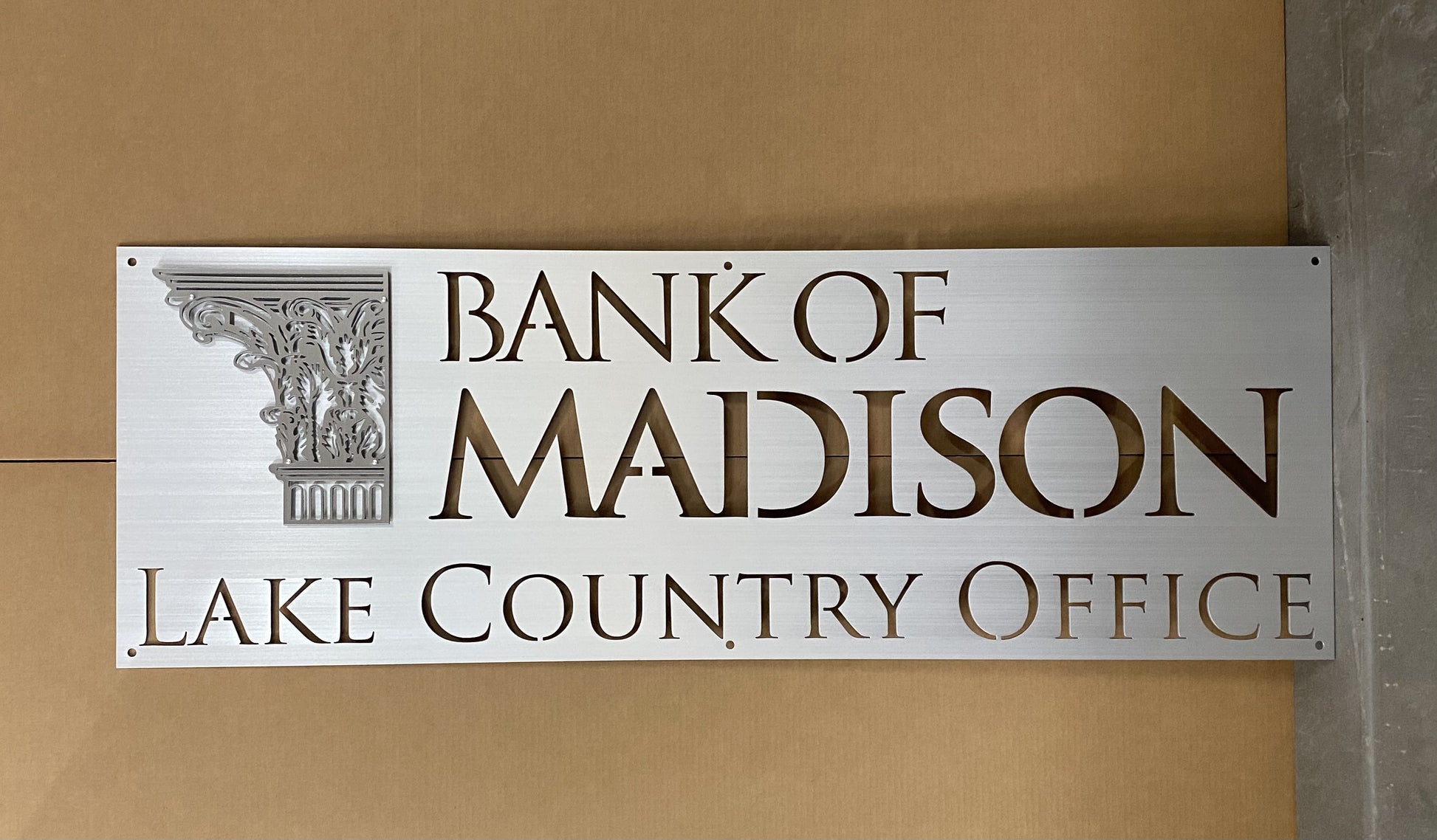 Metal Lobby Sign for a Bank